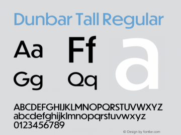 Dunbar Tall Regular Font preview